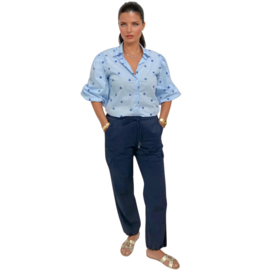 Lady Day Cannes blouse met geborduurde bloemen - Sky