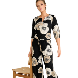 K-design A107 P908 travelstof jumpsuit met bloemen print
