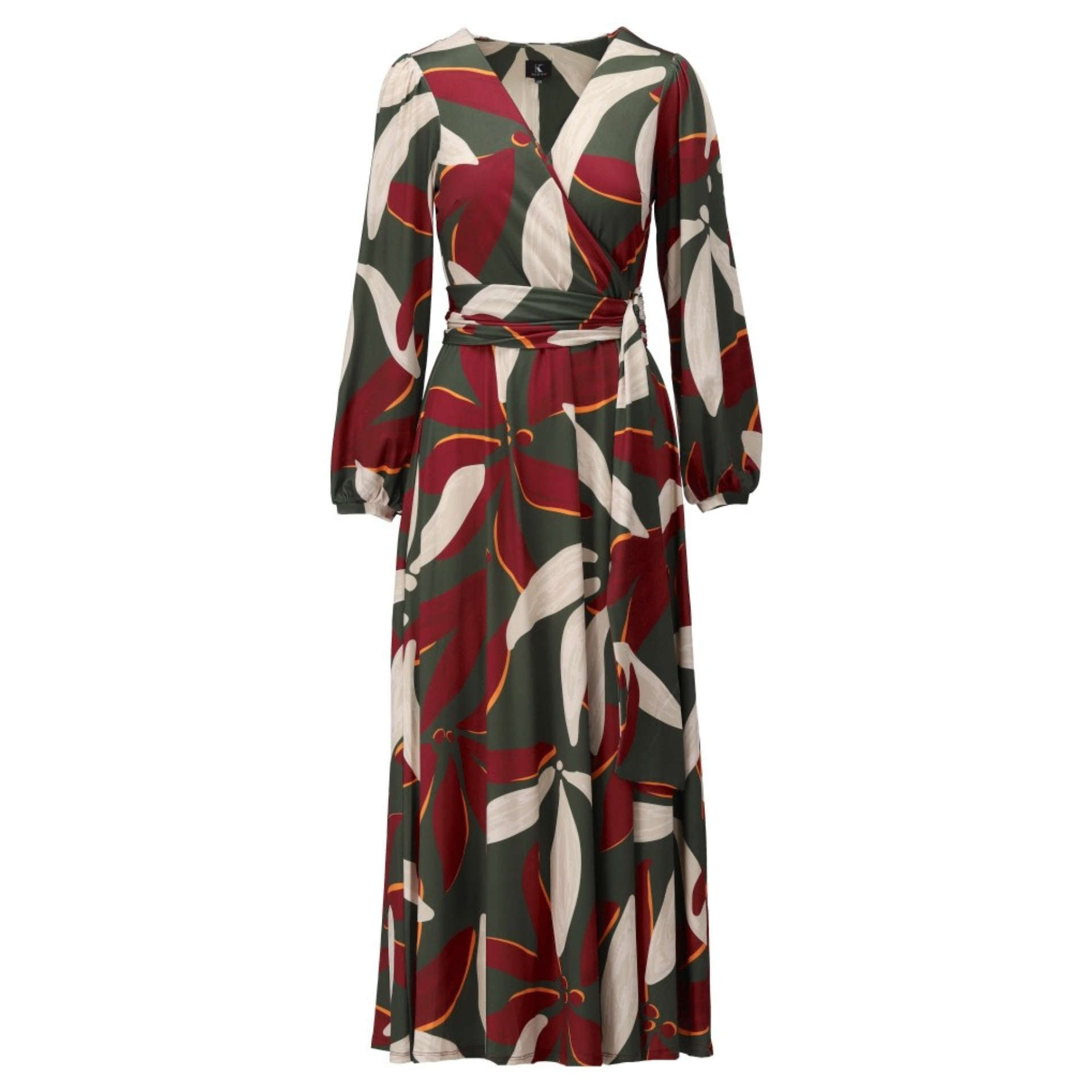 *PRE-ORDER* K-design B121 P015 Travelstof maxi crossover jurk me print en riem | FW2025-2026