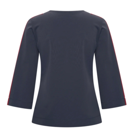 Mi Piace MP202666 | travelstof top met bies - Dark blue