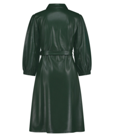 Lady Day Mitch groene lederlook A-lijn jurk Mystic green