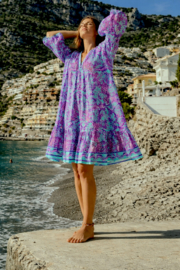 Antica Sartoria FC189 | Viola boho jurk met print