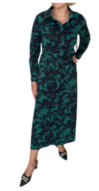 Lady Day Daphny groene travelstof maxi jurk Mystic Flower Print en band