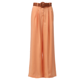 K-design A675 coral sands wijde broek satijn-look met riem