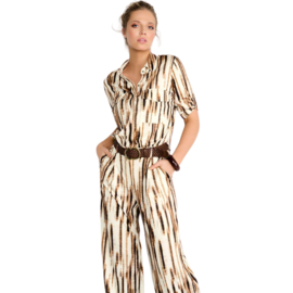 K-design A208 P983 travelstof jumpsuit met print en riem