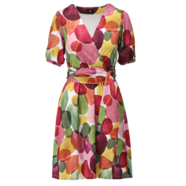 K-design A206 P977 klokkende travelstof jurk met print en riem