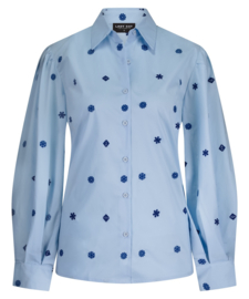 Lady Day Cannes blouse met geborduurde bloemen - Sky