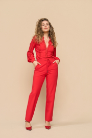 Mi Piace MP202776 Travelstof blouse met kant - rood