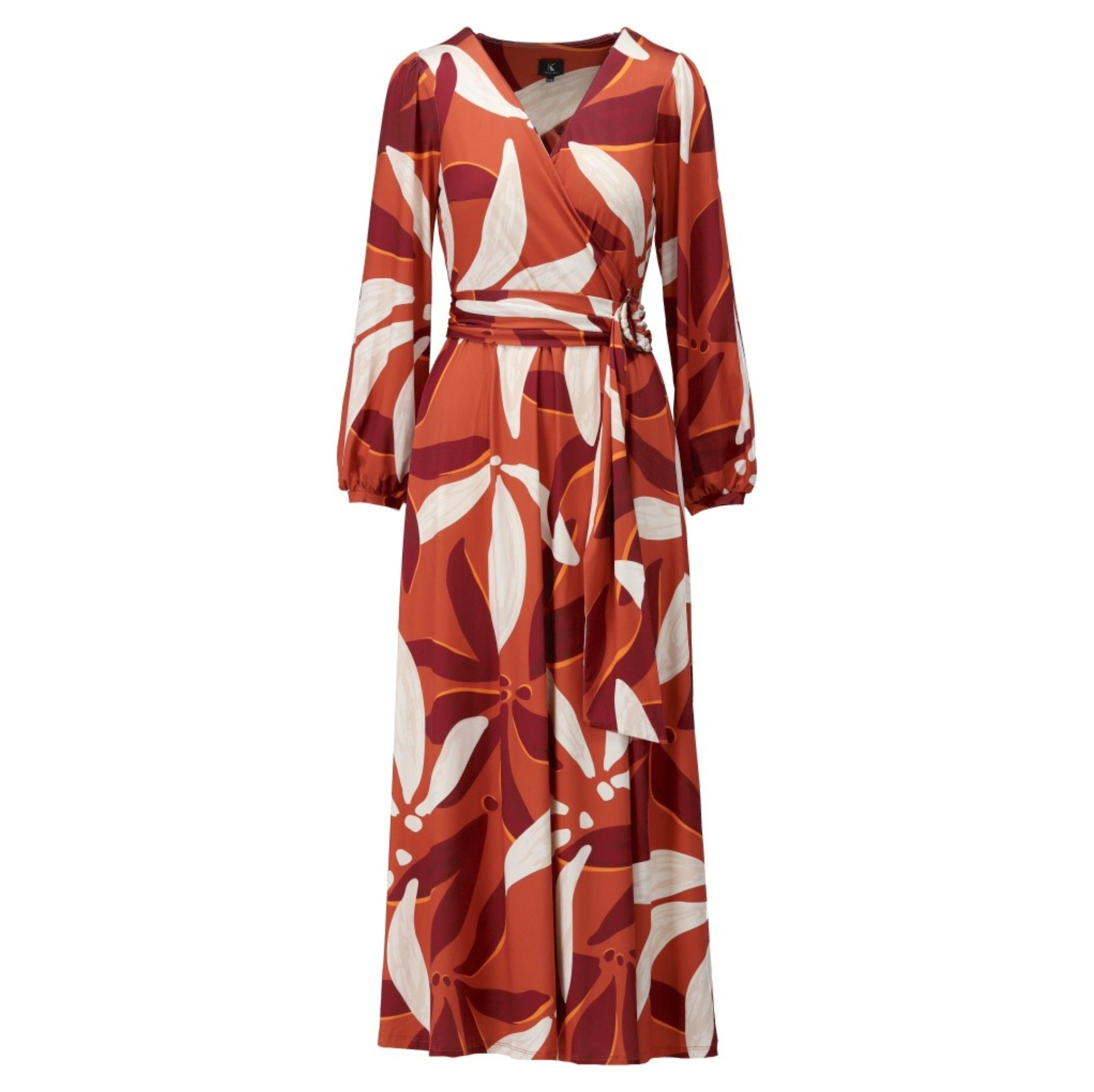 *PRE-ORDER* K-design B121 P001 Travelstof maxi crossover jurk me print en riem | FW2025-2026
