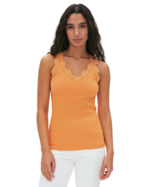 Soulmate Silky top | Basiscollectie | Orange top met kant