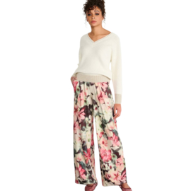 K-design A341 P956 travelstof broek met bloemen print