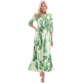 K-design A326 P941 travelstof maxi jurk met print en riem