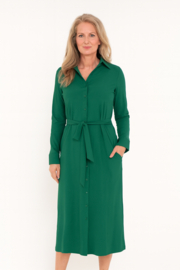 Only-M travelstof maxi jurk 064A met ceintuur Verde Italia