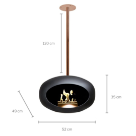 Le Feu bio-ethanol haard Black Sky Rose gold pole + 12 liter bio-ethanol