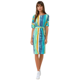 Mi Piace travelstof jurk Swirly met boothals & band - Mint Leaf