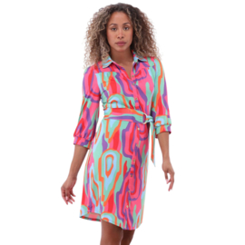 K-design A303-P937 travelstof jurk met riem