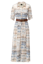 K-design 2024 Y229-P712 travelstof jurk met riem