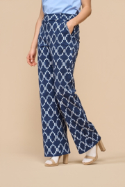 Mi Piace MP202581ITPT Travelstof broek straight – Heavy Ikat Print