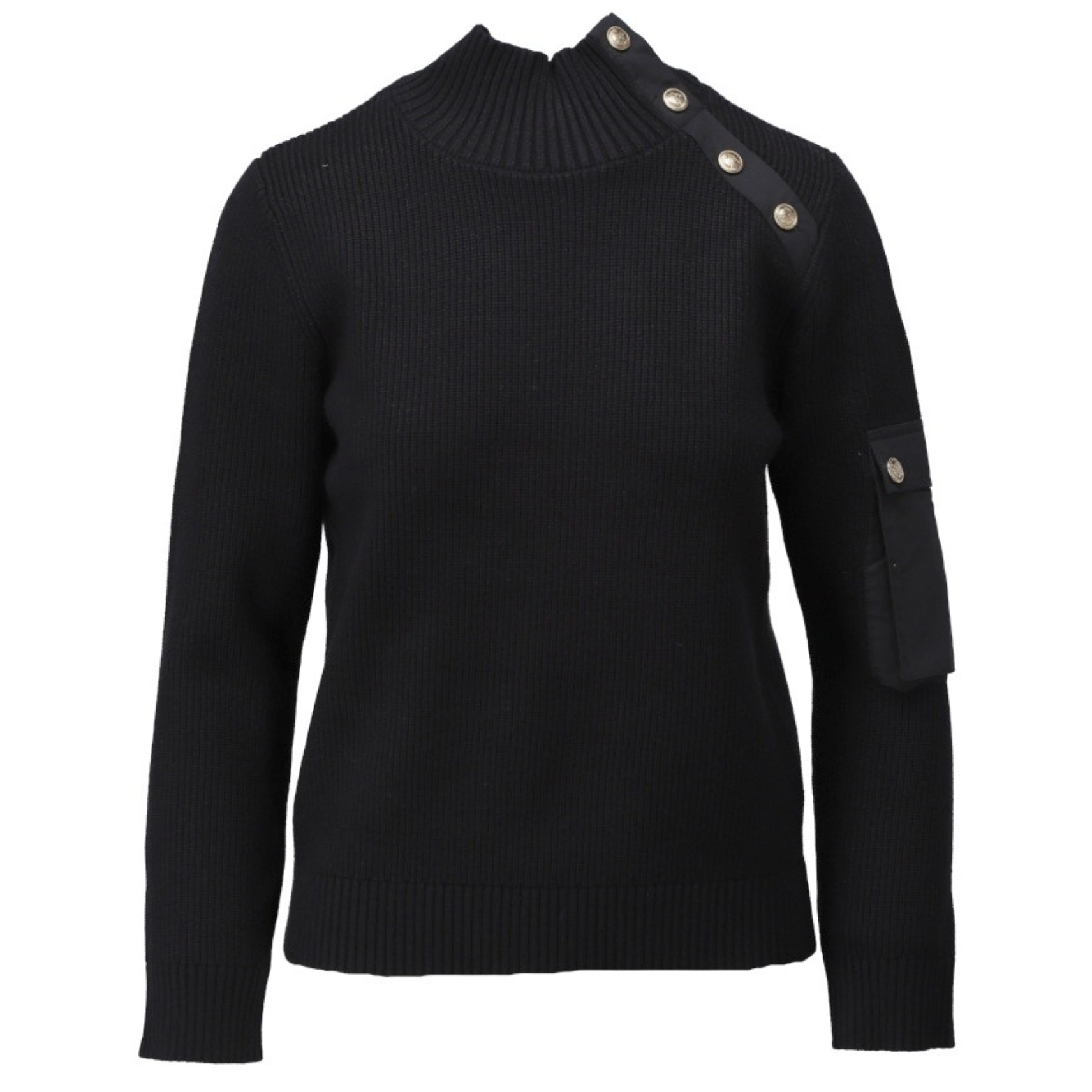 *PRE-ORDER* K-design B841 Zwarte gebreide pull met kraag, knopen en zakje | FW2025-2026
