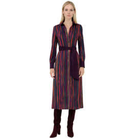 K-design Z306 P863 travelstof maxi polo jurk met riem & print