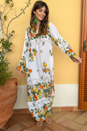Antica Sartoria FC168 | Witte kaftan jurk met print