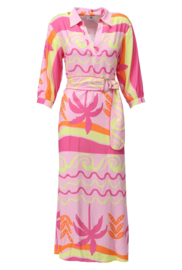 K-design C162 P121 | Travelstof maxi jurk met riem | SS2026