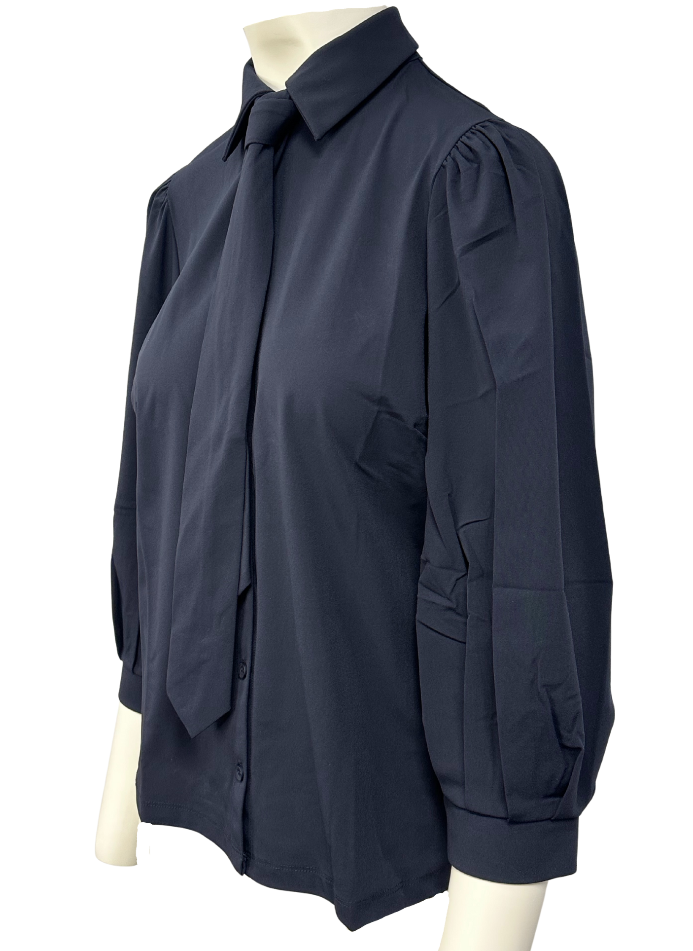 -25% Lady Day Mary travelstof blouse met stropdas - Blue | FW2025-2026