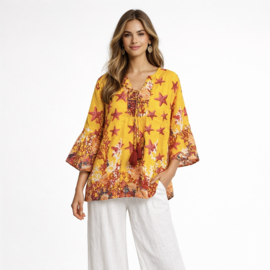 Antica Sartoria FC080 | Arancio blouse tuniek met print