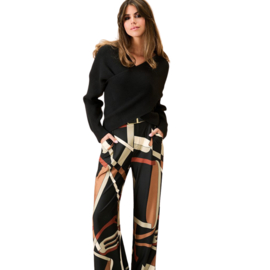 K-design B337 P048 Travelstof broek met print en riem | FW2025-2026