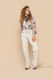 Mi Piace MP202226EBPT Travelstof top met pofmouwen – Embroidered Bloom print