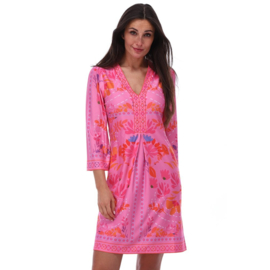 K-design C415 P130 | Travelstof jurk met V-hals en kraaltjes | SS2026