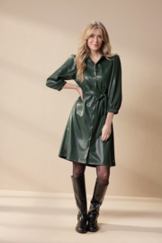 Lady Day Mitch groene lederlook A-lijn jurk Mystic green