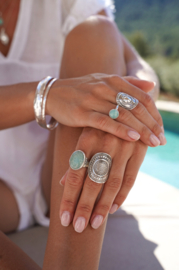 Ibzmode - Boho en Ibiza Amazonite zilveren ring  ovaal