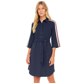 Mi Piace MP202665 | travelstof jurk met bies & band - Dark blue
