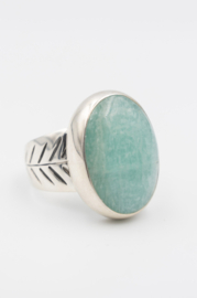 Ibzmode - Boho en Ibiza Amazonite zilveren ring  ovaal