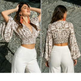 Antica Sartoria FC207 | Ibiza Top | Ecru Bohemian Zomer Top