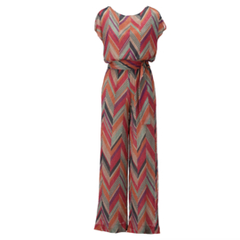 K-design A253 P975 jumpsuit met zigzag print en riem