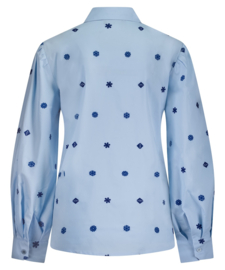Lady Day Cannes blouse met geborduurde bloemen - Sky