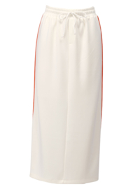 K-design A709 Ecru sweatstof rok met koraal bies