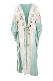 Ibzmode - Boho en Ibiza Aine lange Kimono wit/aqua