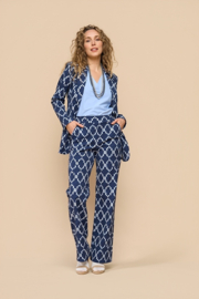 Mi Piace MP202581ITPT Travelstof broek straight – Heavy Ikat Print