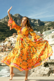 Antica Sartoria FC519 | Arancio boho jurk met print