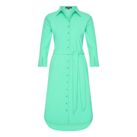 Mi Piace travelstof jurk met blousekraag & band - Mint