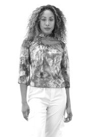 K-design A252 P975 travelstof top met zigzag print en sjaaltje