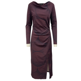 Mi Piace MP202652CIPT | travelstof jurk met circle print - Burgundy