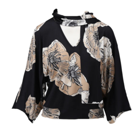 K-design A106 P908 travelstof top met bloemen print en sjaaltje