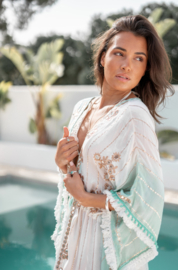 Ibzmode - Boho en Ibiza Aine lange Kimono wit/aqua