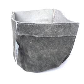 Lime-Light Pot suede leer grijs 20x17 cm