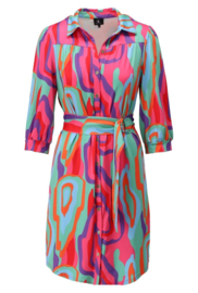 K-design A303-P937 travelstof jurk met riem
