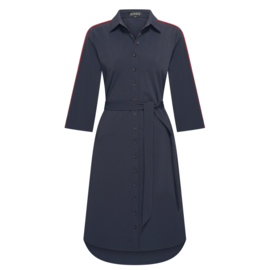 Mi Piace MP202665 | travelstof jurk met bies & band - Dark blue